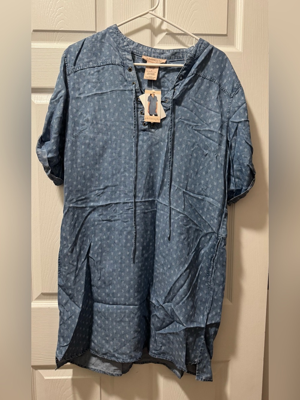 Philosophy Blue Denim-Effect Lightweight Tunic Shirt Jacket